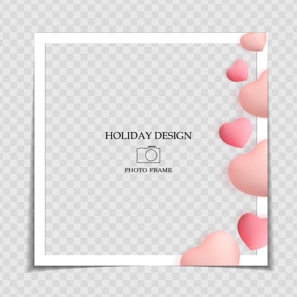 Holiday Background Photo Frame Template. Valentine s Day Love Concept for post in Social Network. Vector Illustration EPS10