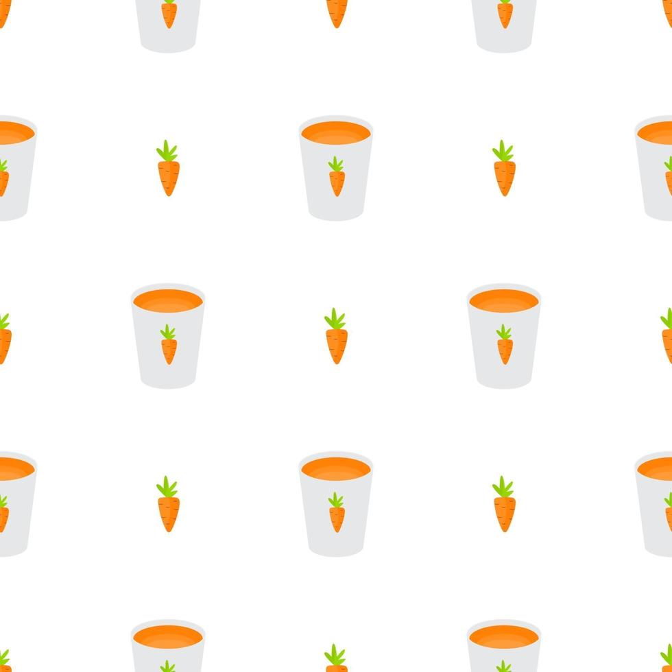 Vitamin Carrot Juice Glass Cup Simple Seamless Pattern Background. Vector Illustration EPS10