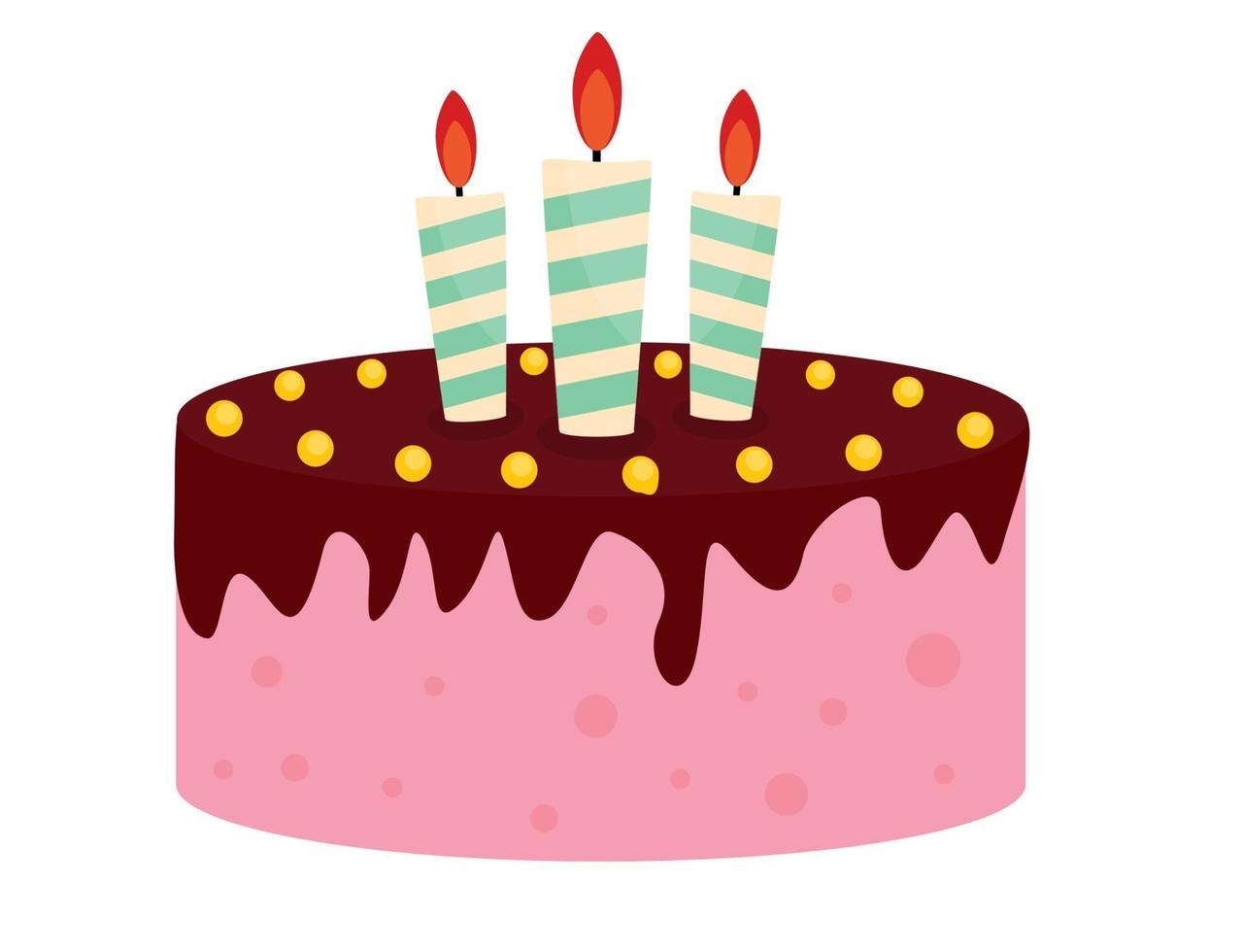 Cute Birthday Cake Icon with Candles. Design Element for Party Invitation, Congratulation. Vector Illustration EPS10