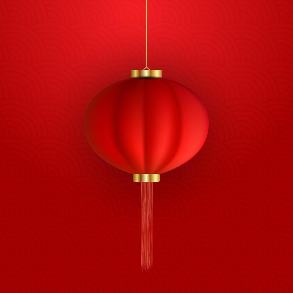 linterna china colgante roja 3d realista sobre fondo rojo. elemento de diseño para la celebración del año nuevo chino eps10 vector