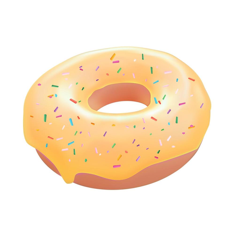 Realistic 3d sweet tasty donut. Vector illustration