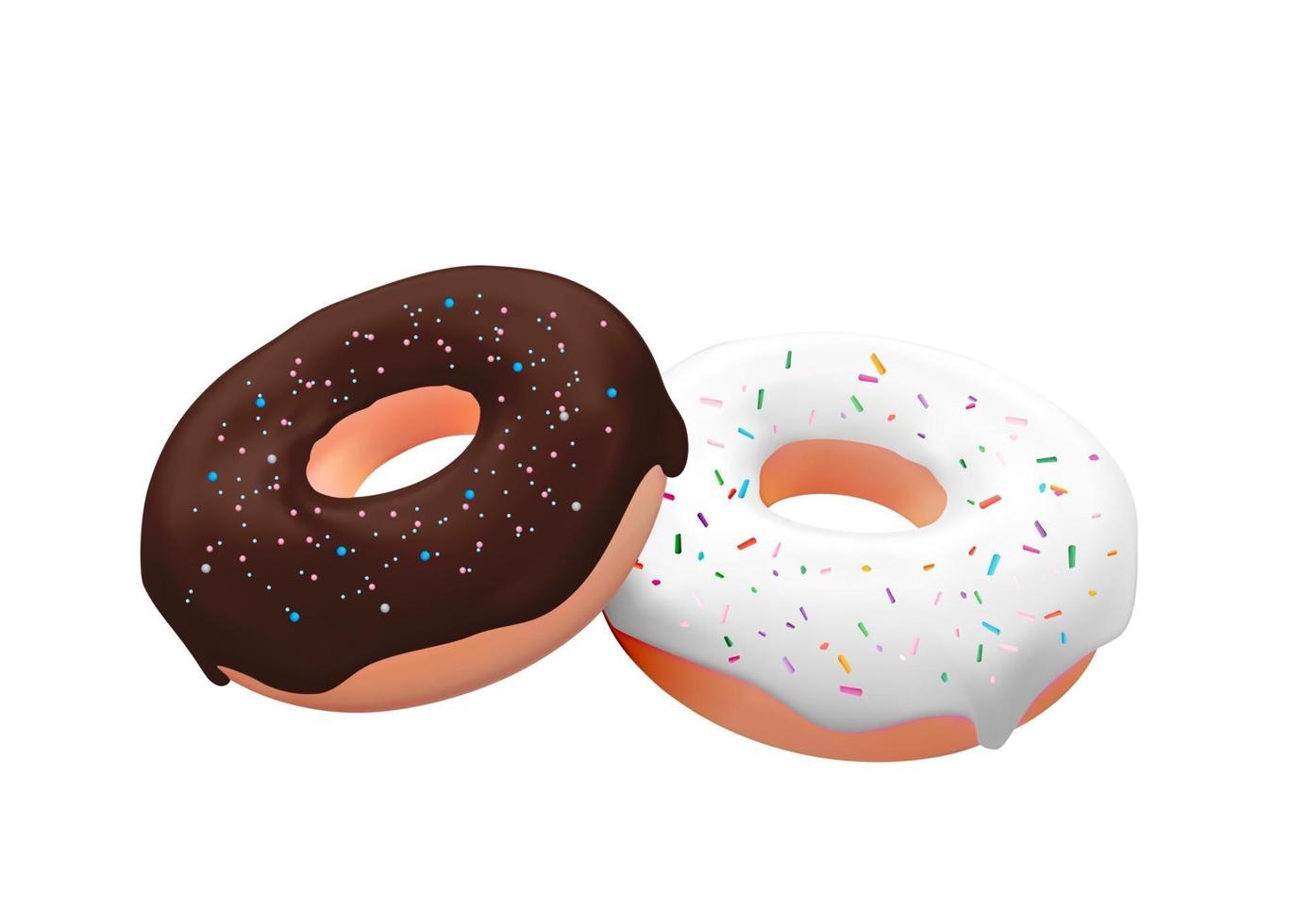 Realistic 3d sweet tasty donut background. Can be used for dessert menu, poster, card. Vector illustration EPS10