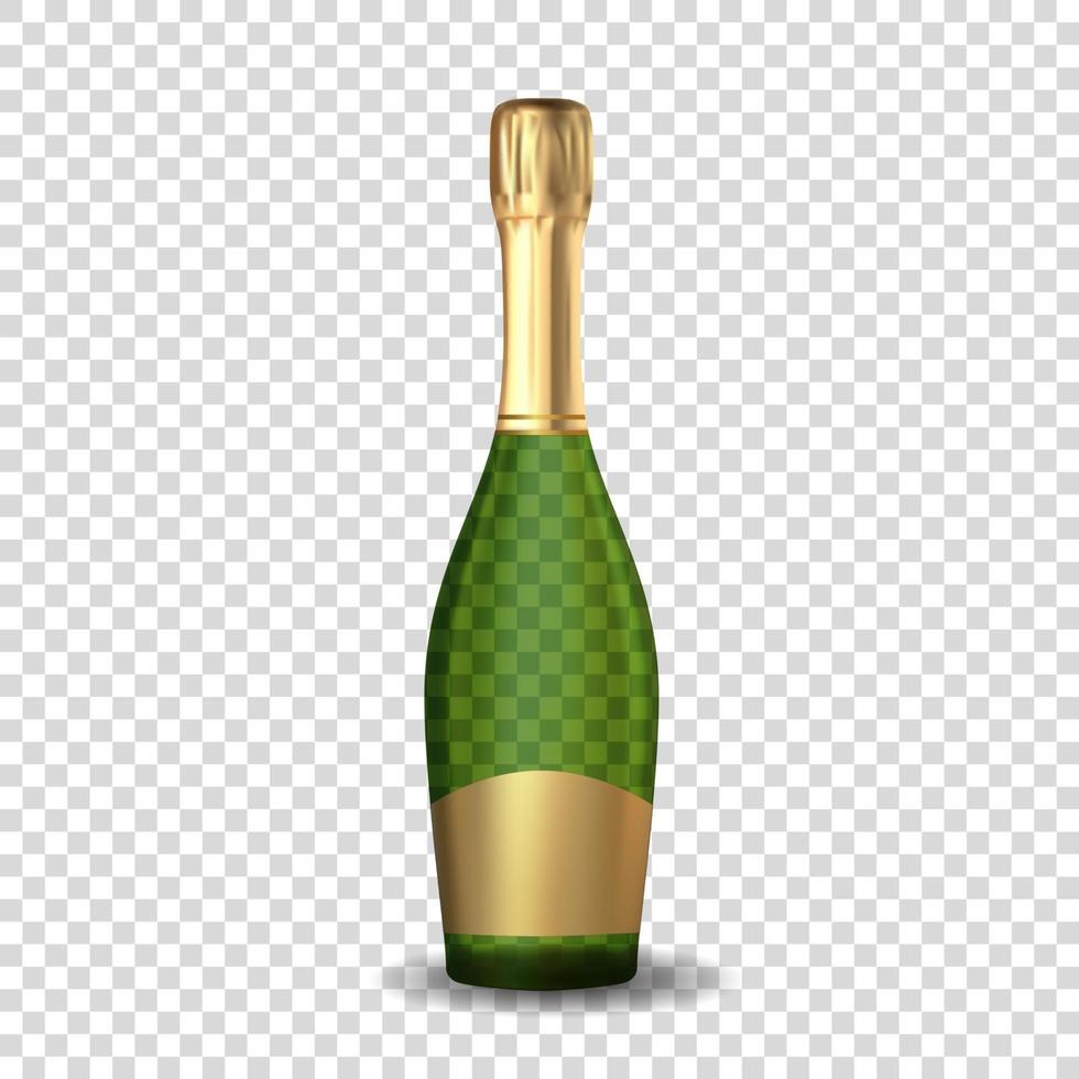 Realistic 3D champagne Green Bottle Icon. Vector Illustration EPS10