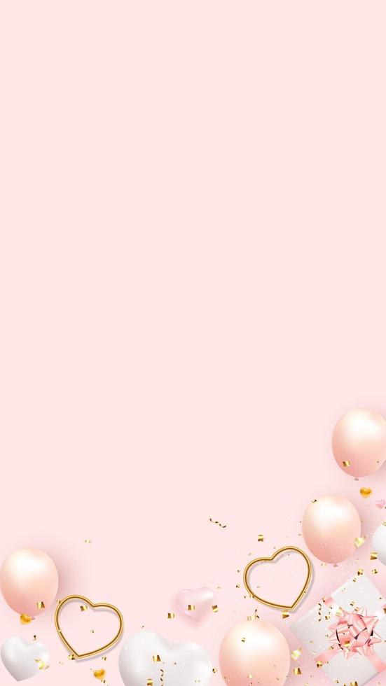 Valentine s Day Background Design. Template for advertising, web, social media and fashion ads. Poster, flyer, greeting card, header for website Vector Illustration EPS10