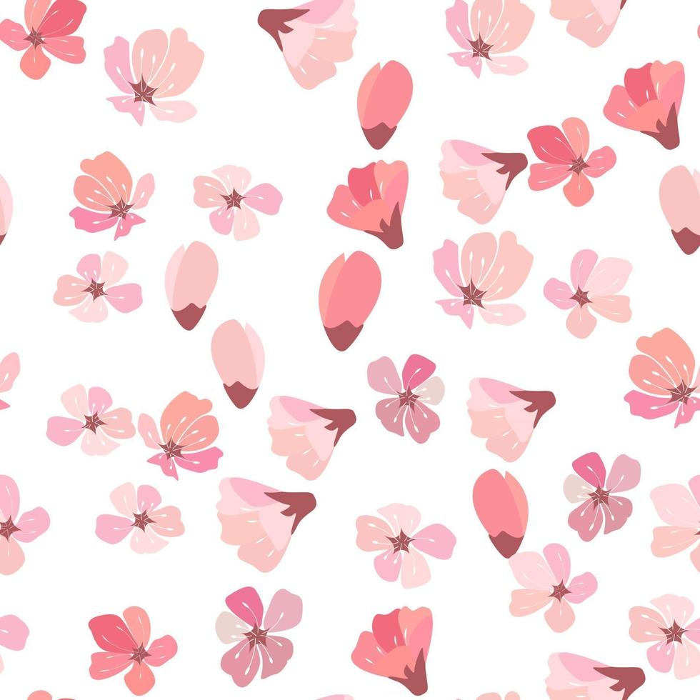 Abstract Floral Sakura Flower Japanese Natural Seamless Background Vector Illustration