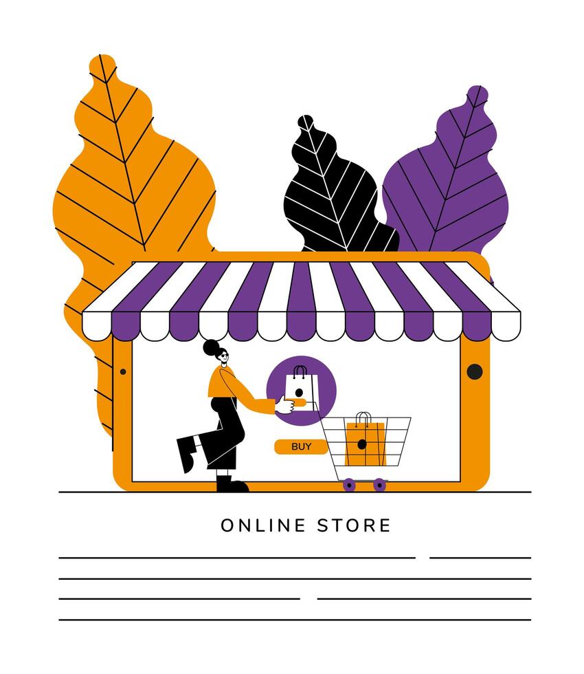 diseño de vector de colección de símbolo de tienda online