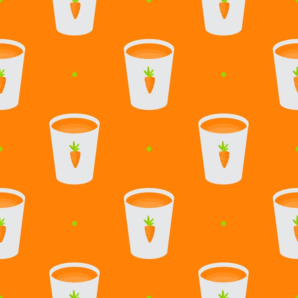 Vitamin Carrot Juice Glass Cup Simple Seamless Pattern Background. Vector Illustration EPS10