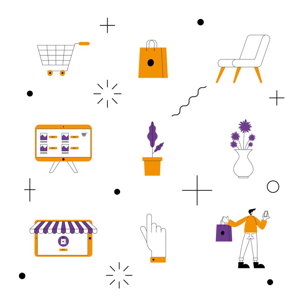 Online store set of icons vector design