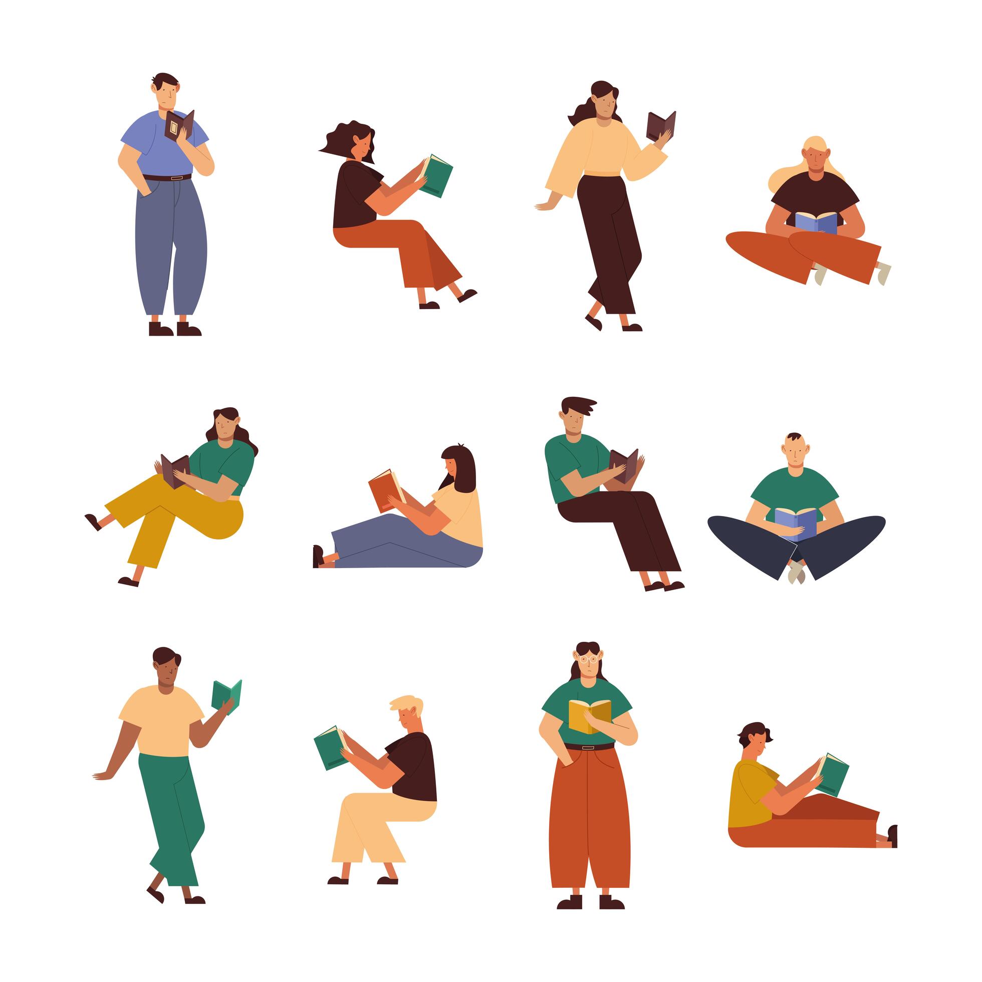 People reading a book icon collection vector design 2721765 Vector Art
