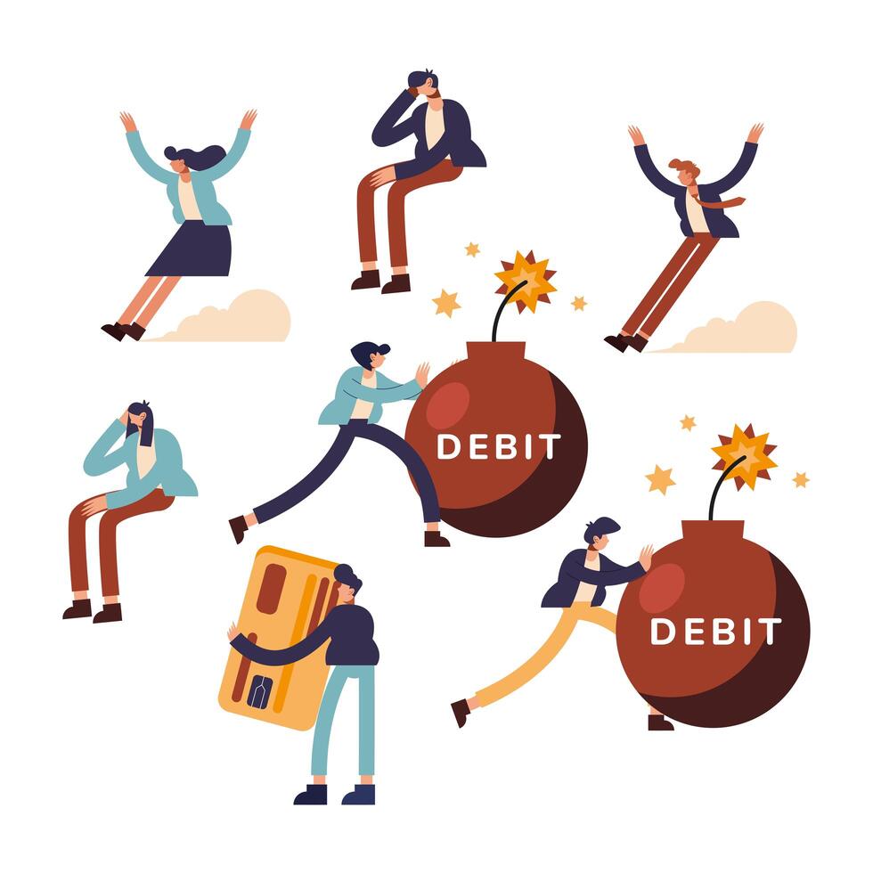 Debit and people icon collection vector design