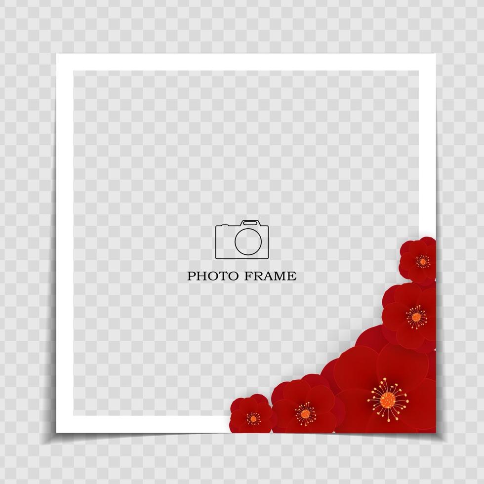 plantilla de marco de fotos de fondo de vacaciones. sarura, fondo de flor de ciruelo para publicar en red social. ilustración vectorial eps10 vector