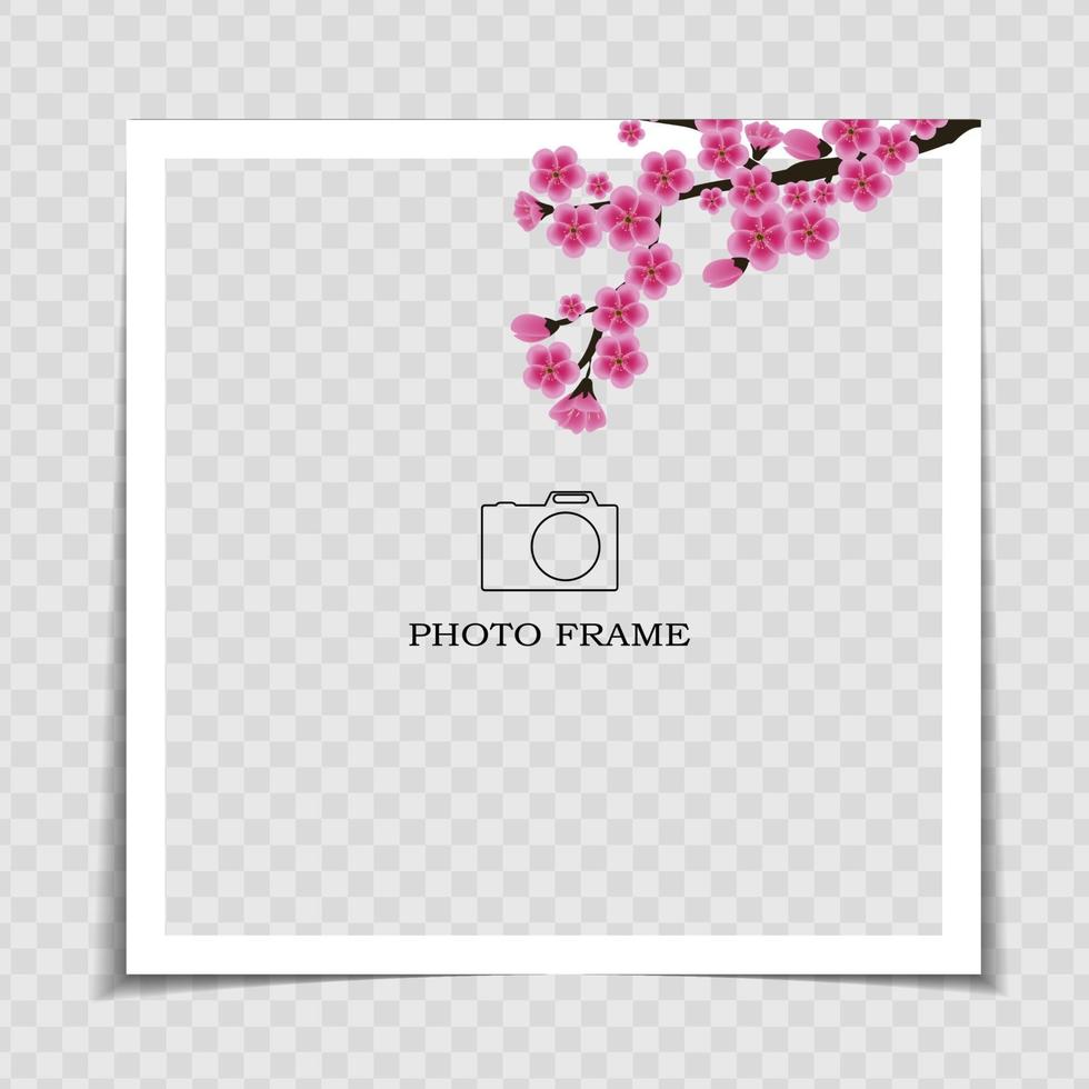 Holiday Background Photo Frame Template. Sarura, plum flower background for post in Social Network. Vector Illustration EPS10