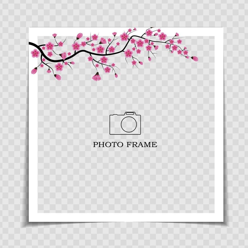 Holiday Background Photo Frame Template. Sarura, plum flower background for post in Social Network. Vector Illustration EPS10