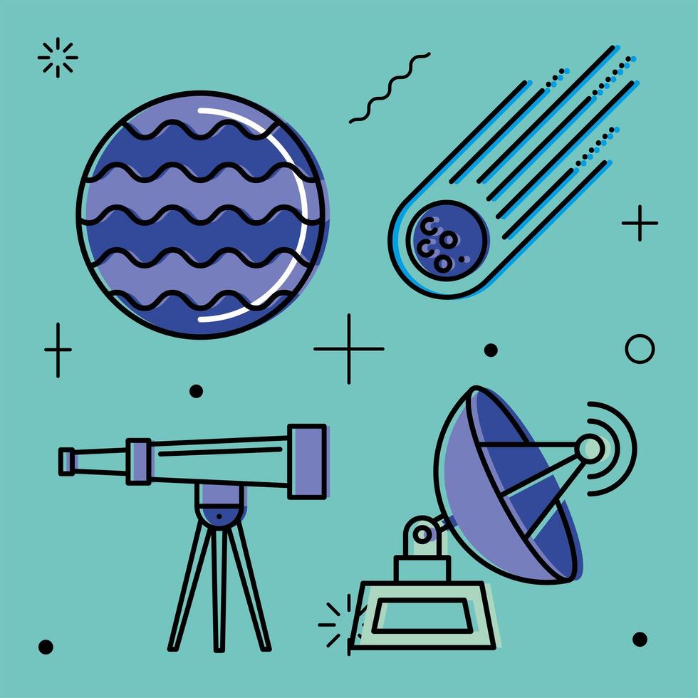 Space set of icons vector design