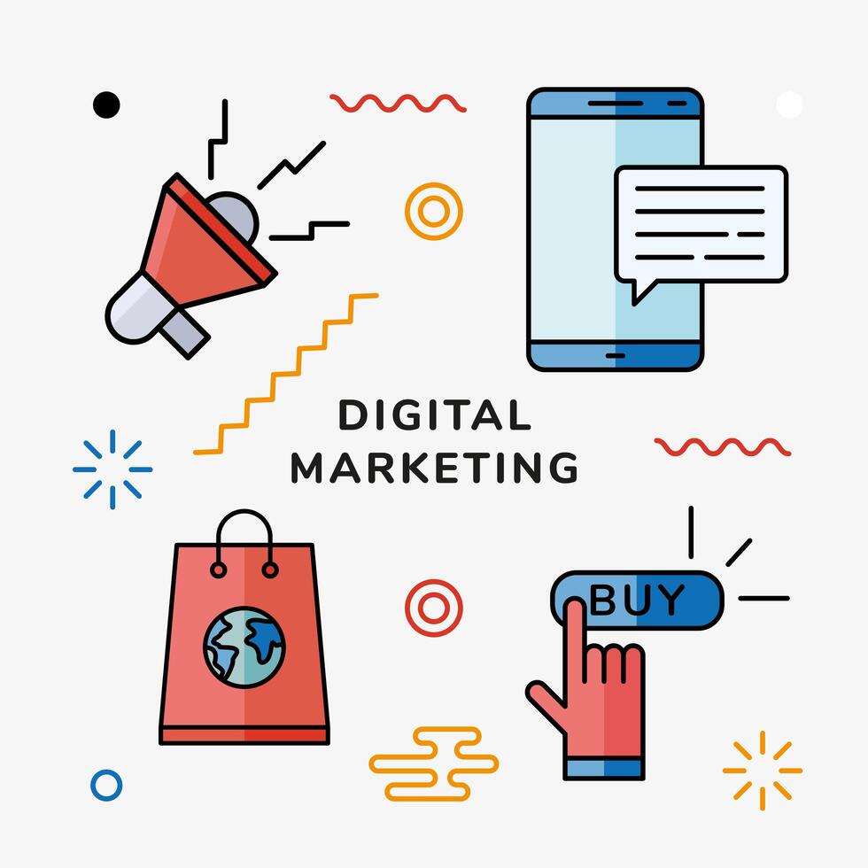 Digital marketing icon set vector design