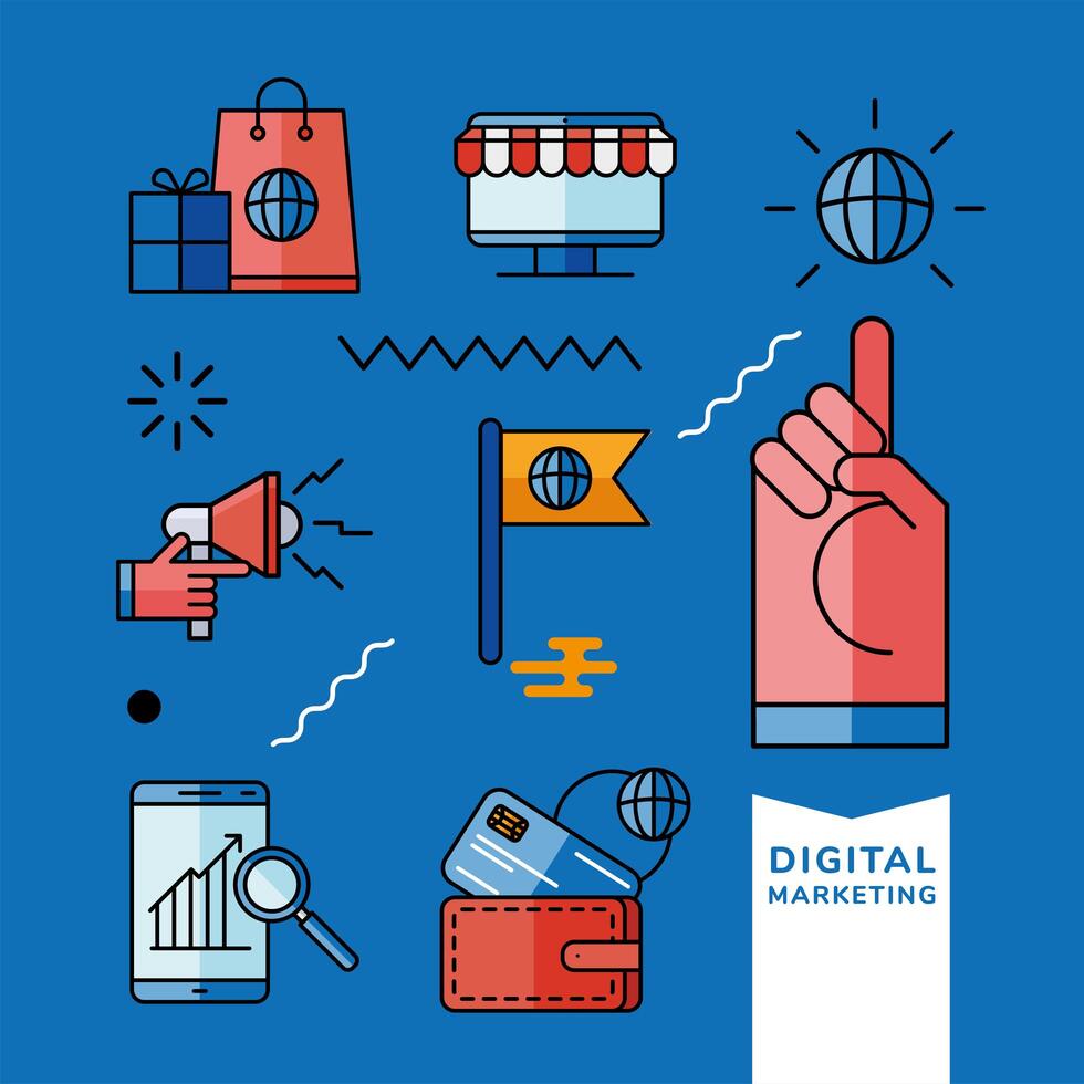 Digital marketing icon collection vector design