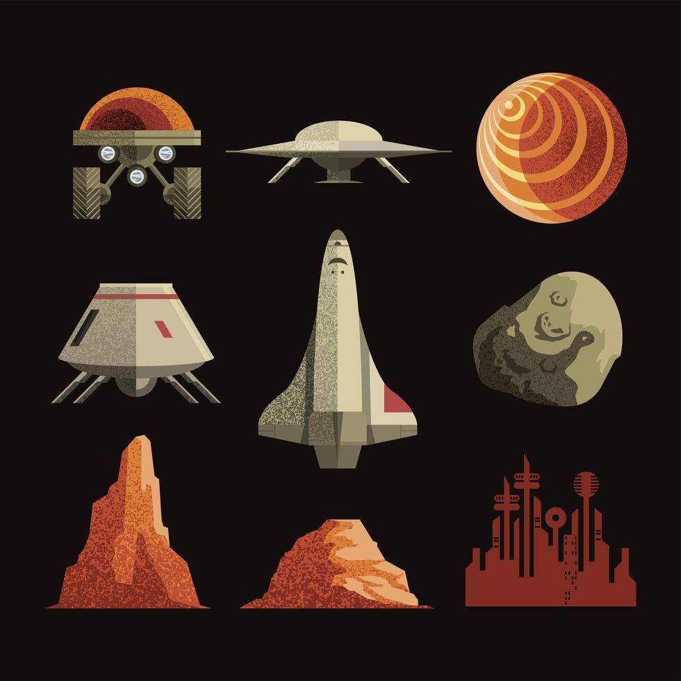 Space and sci-fi icon bundle vector design