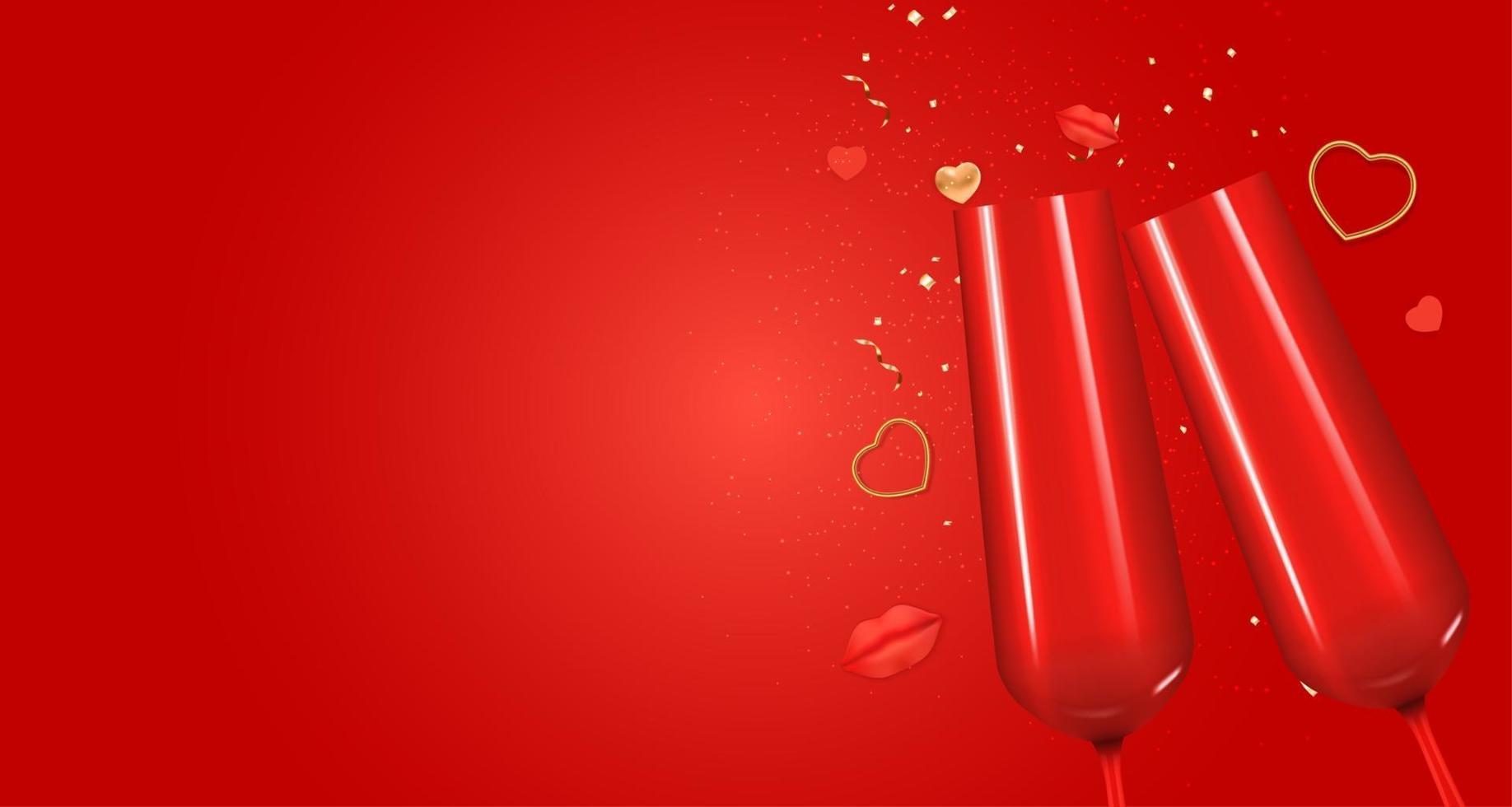 Valentine s Day Holiday Gift Card Background Realistic Design. Template for advertising, web, social media and fashion ads. Poster, flyer, greeting card, header for website Vector Illustration