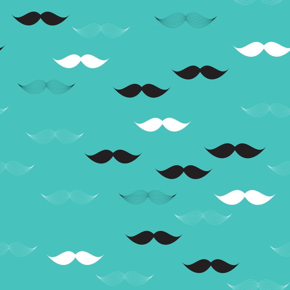 Mustache Seamless Pattern, Father s Day Background Vector Illustration