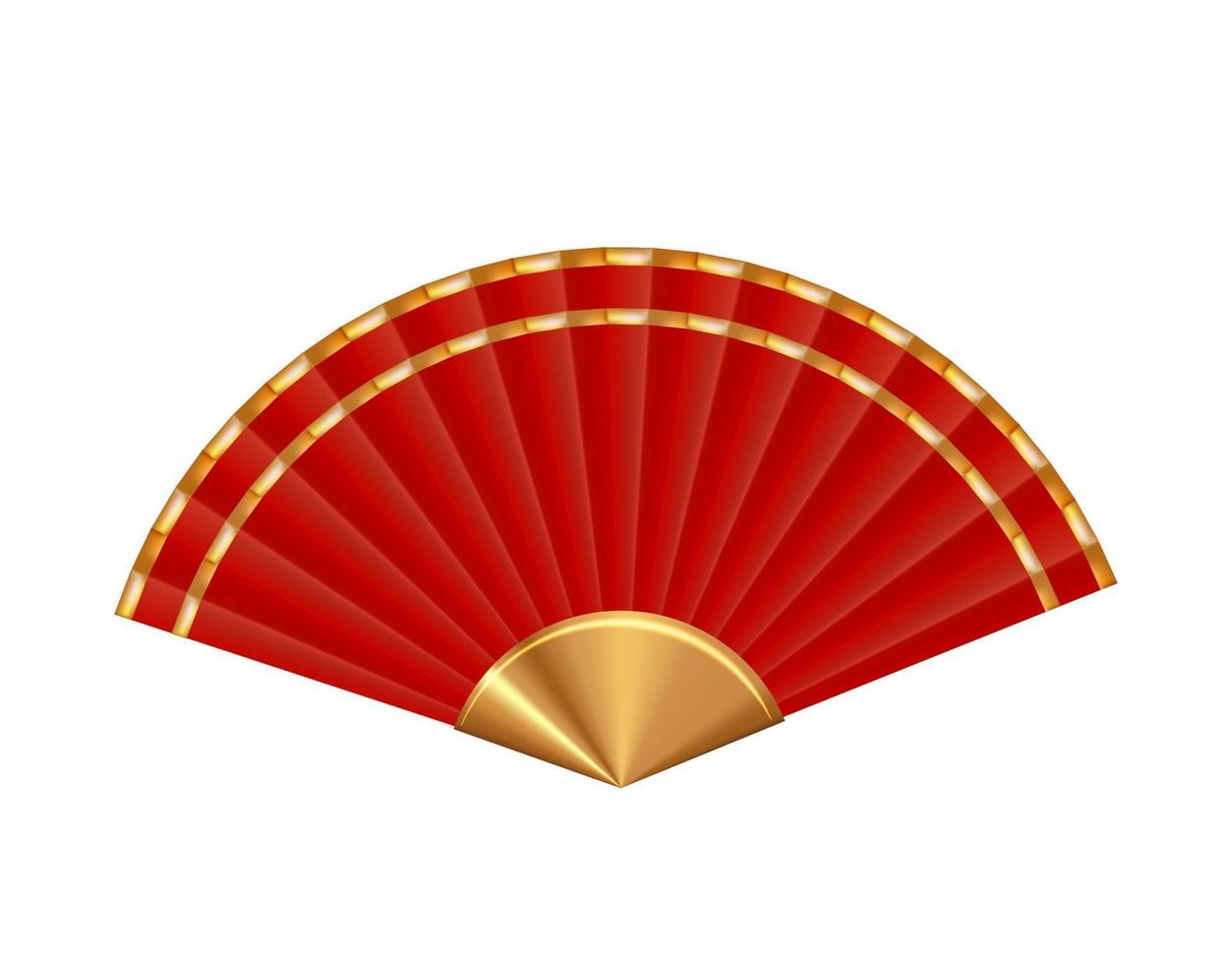 ventilador chino rojo 3d realista aislado sobre fondo blanco. elemento de diseño para la celebración del año nuevo chino eps10 vector