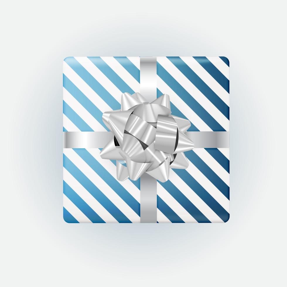Blue Gift Box with Bow and Ribbon. Vector Illustration EPS10