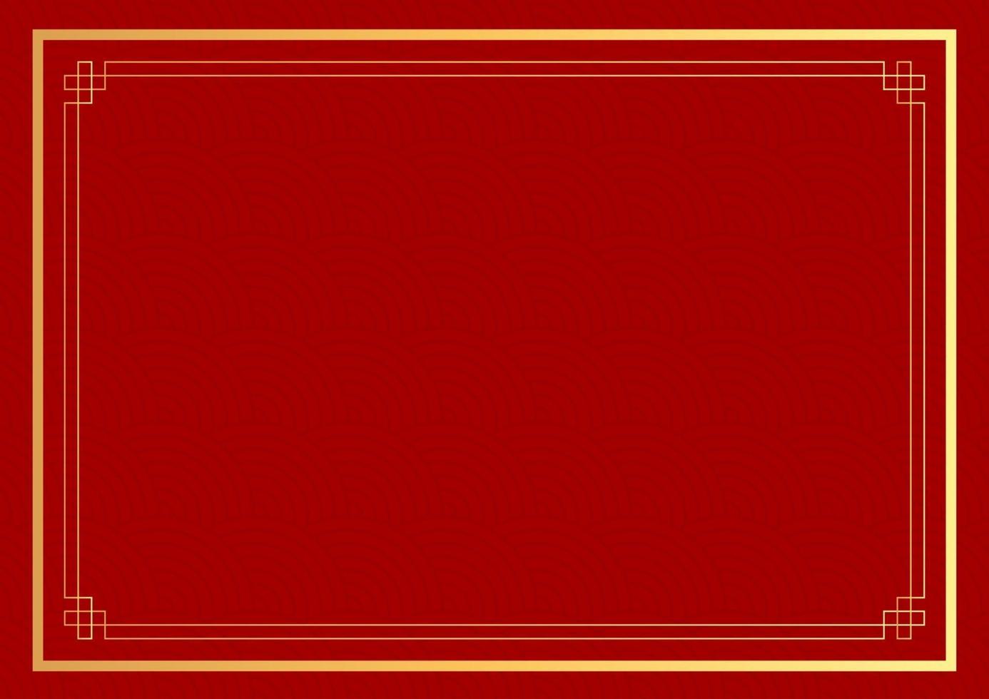Abstract Chinese Red Holiday Background with golden frame. Vector Illustration EPS10