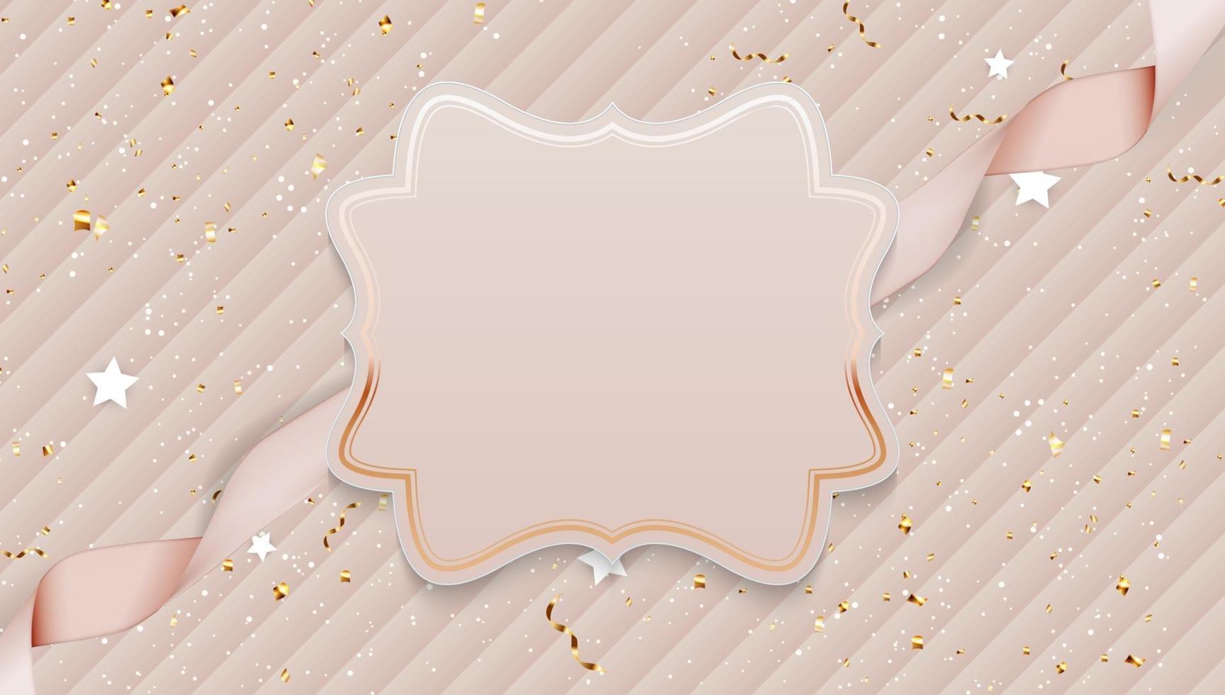 Beautiful Abstract Baclground with Blank Empty Frame and Realistic Ribbon. Vector Illustration EPS10