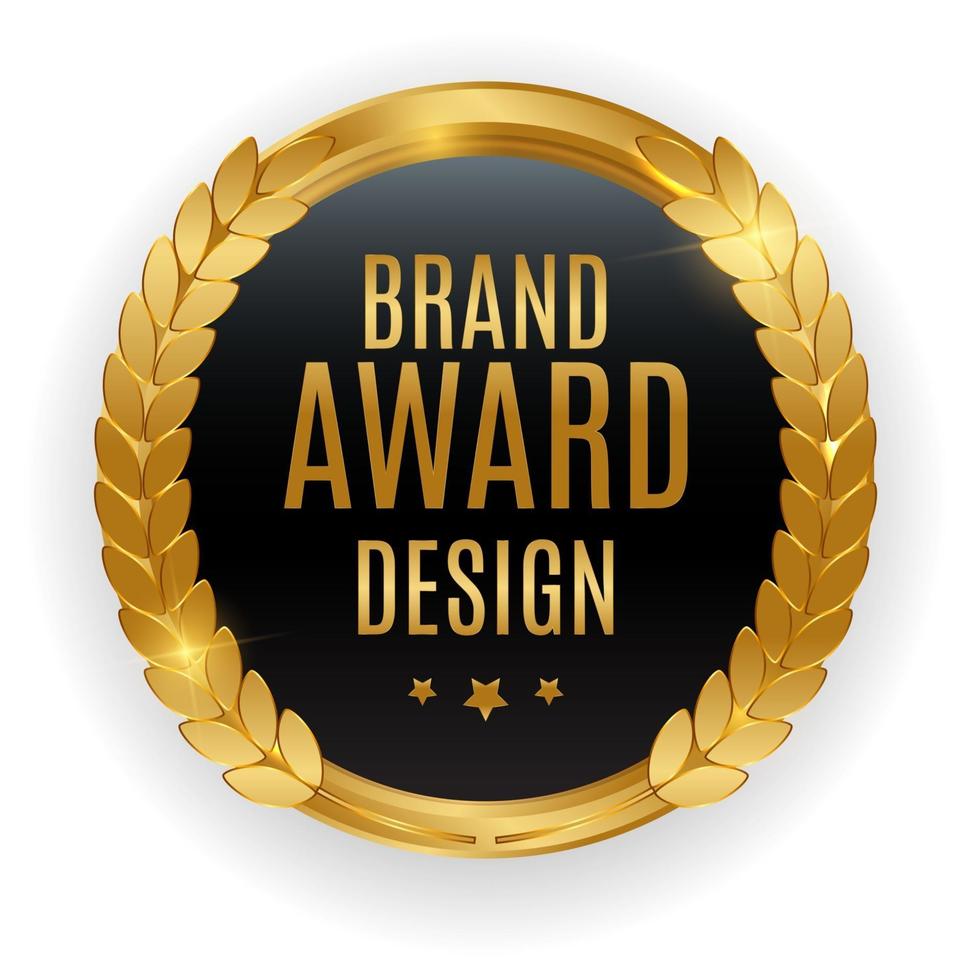 Premium Quality Gold Medal Badge. Label Seal Brand Award Design Isolated on White Background. Vector Illustration EPS10