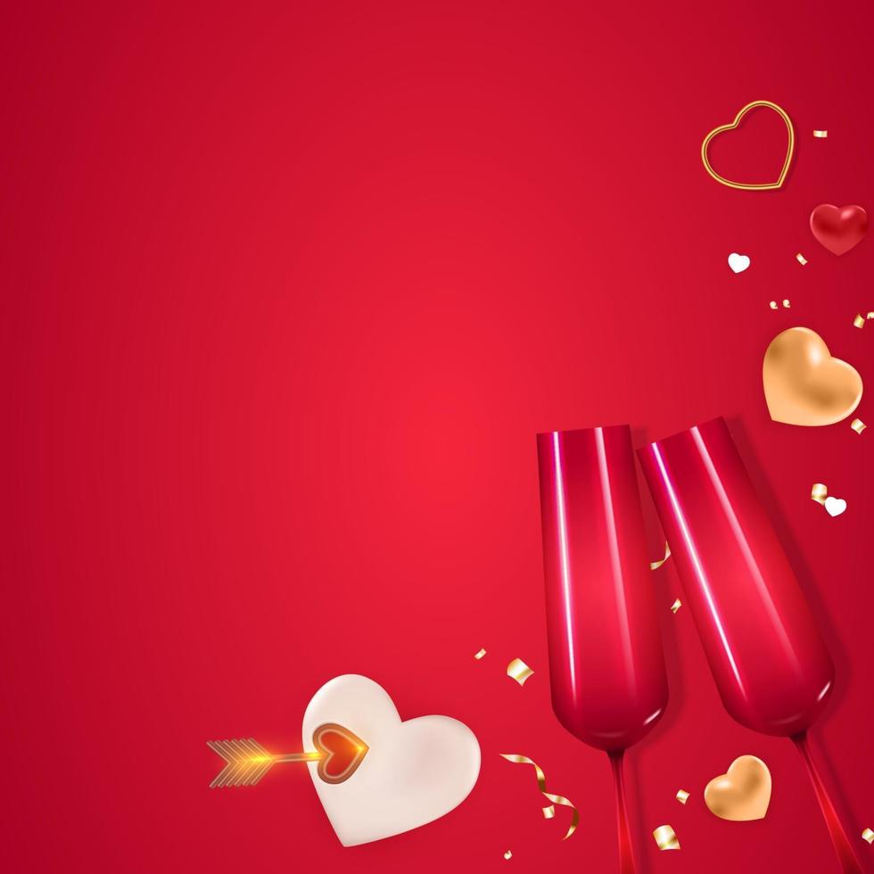 Valentine s Day Holiday Gift Card Background Realistic Design. Template for advertising, web, social media and fashion ads. Poster, flyer, greeting card, header for website Vector Illustration EPS10