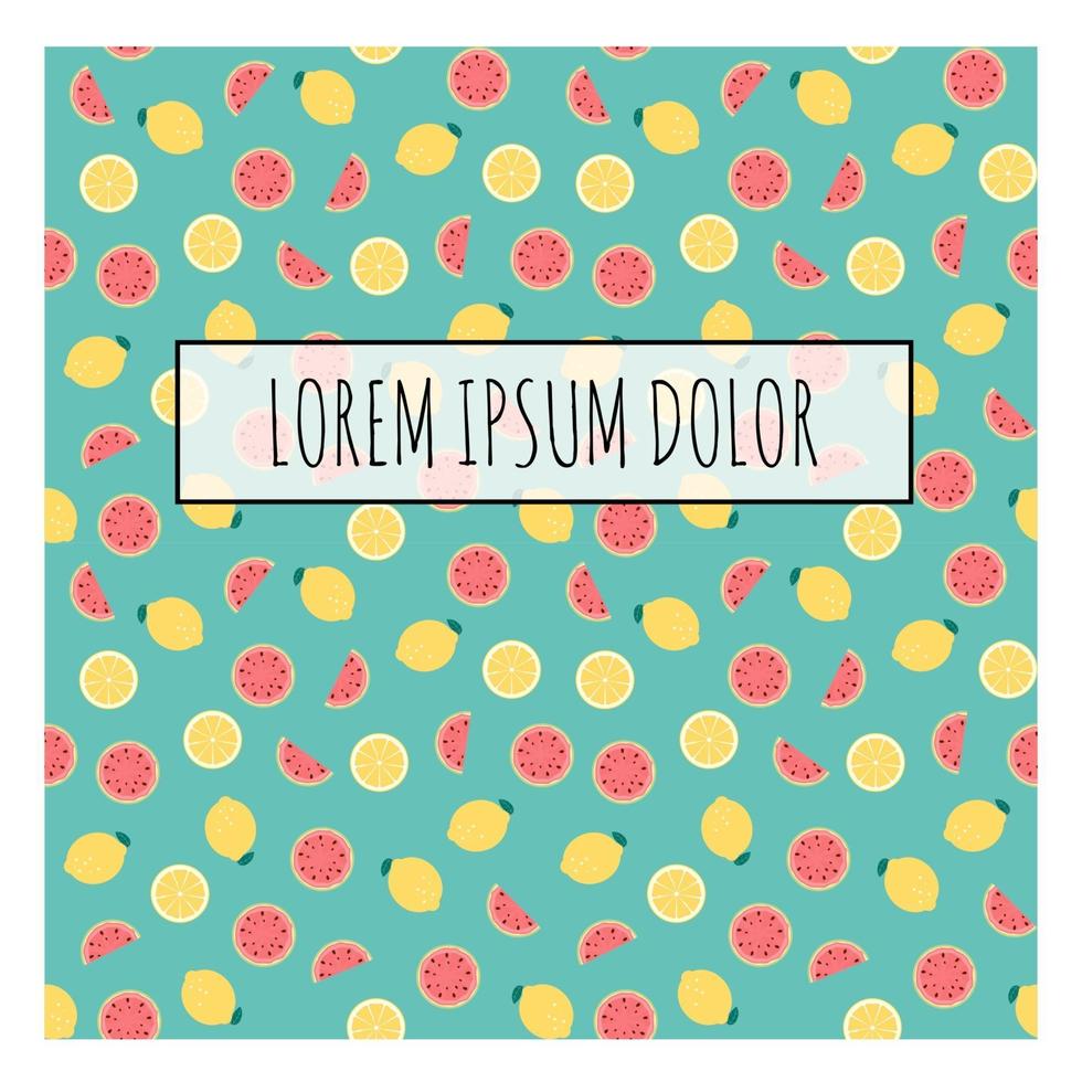Abstract Summer Fruit Pattern with Frame and Sample Text. Vector Illustration