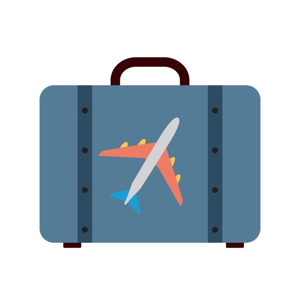 Suitcase Icon with Airplane on white Vector Illustration