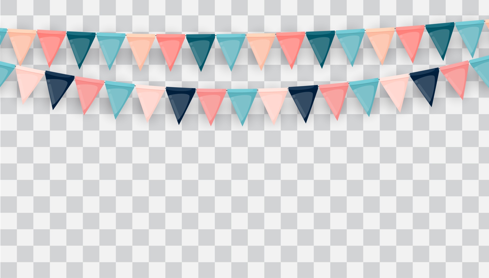 Banner with garland of flags and ribbons. Holiday Party background for