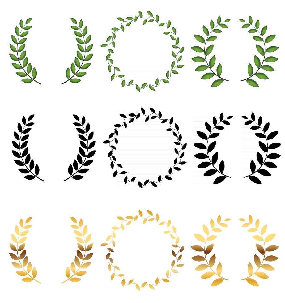 Laurel wreath Collection set isolated on white background. Vector Illustration