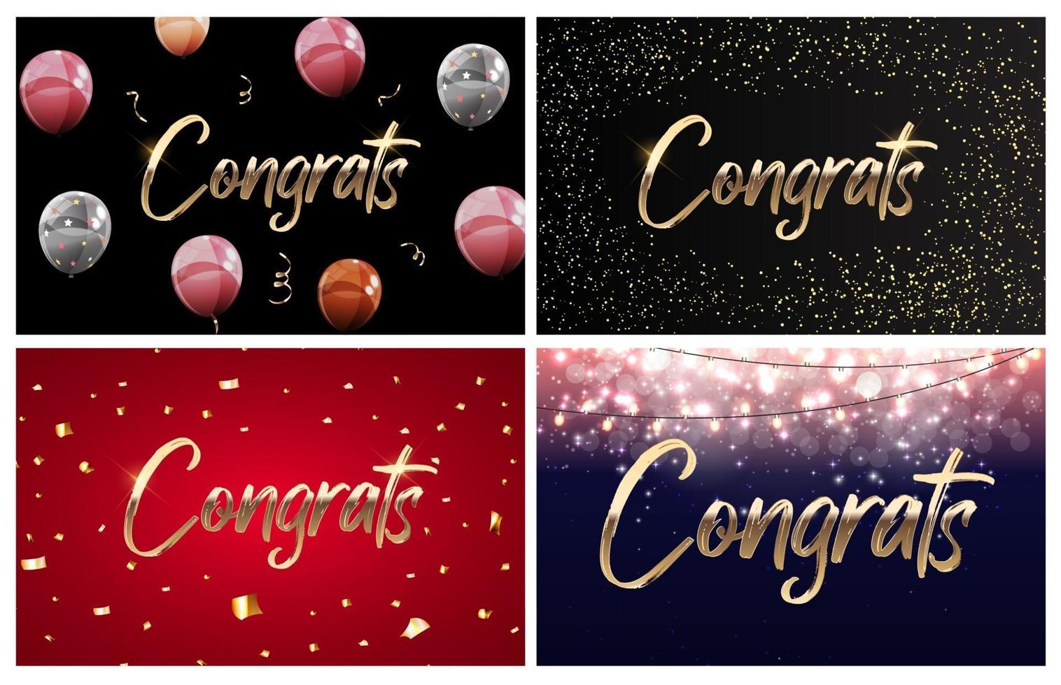 colección de fondo de plantilla de diseño de felicitaciones con globos, cintas y confeti. ilustración vectorial vector