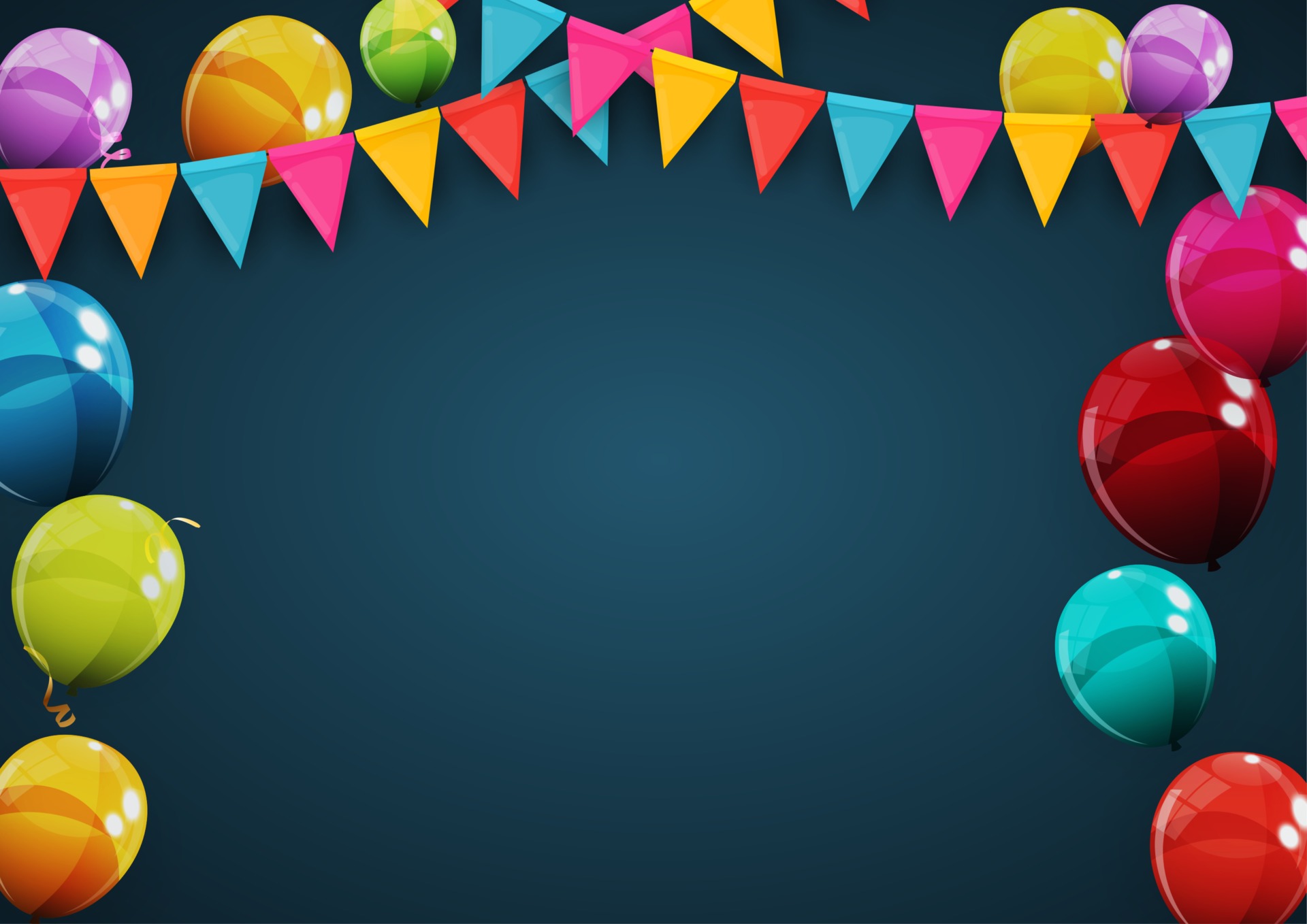 Happy Birthday Holiday Party Background with Flags and Balloons. Vector  Illustration 2722131 Vector Art at Vecteezy