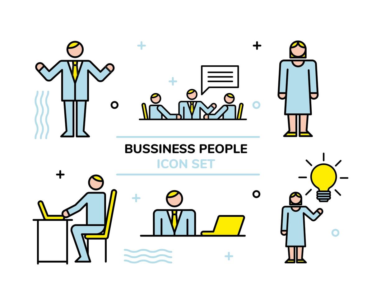 business people team with bulb and laptop vector