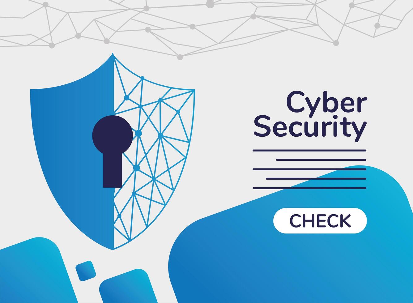 cyber security infographic with shield and key hole vector