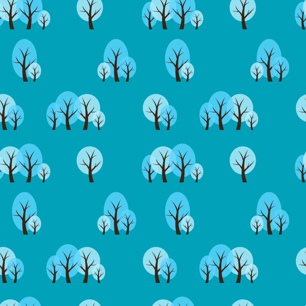 Seamless Pattern Natural Background with Winter Trees. Vector Illustration