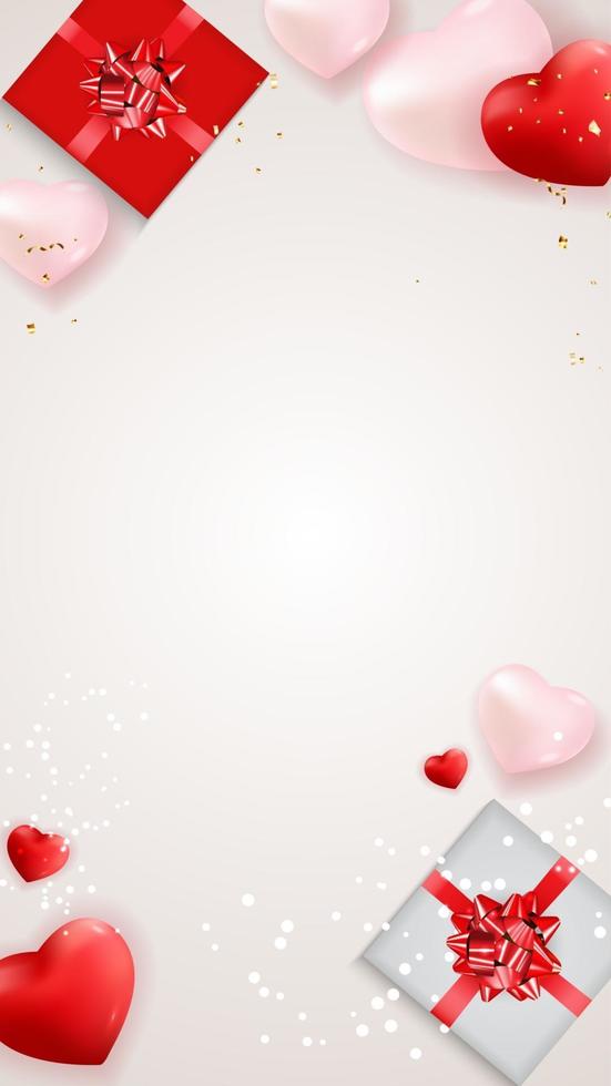 Love Valentines Day Background with Hearts. Vector Illustration