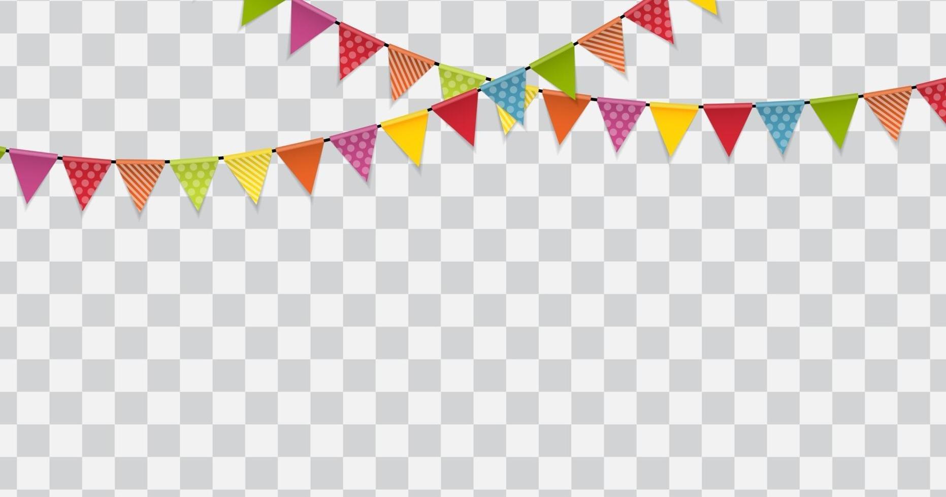 Party Flags on Transparent Background Vector Illustration