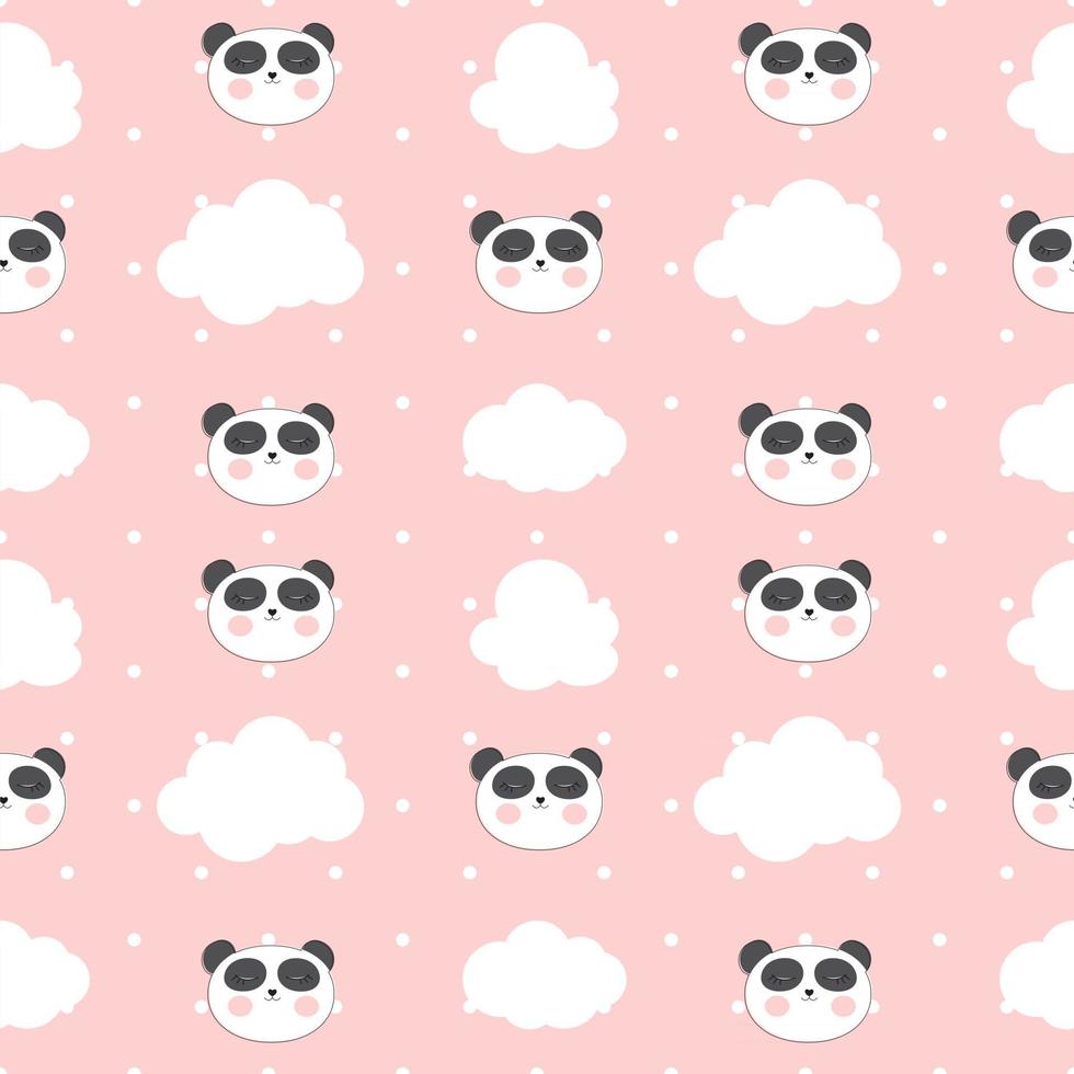 Little cute panda seamless pattern for card and shirt design. Vector Illustration