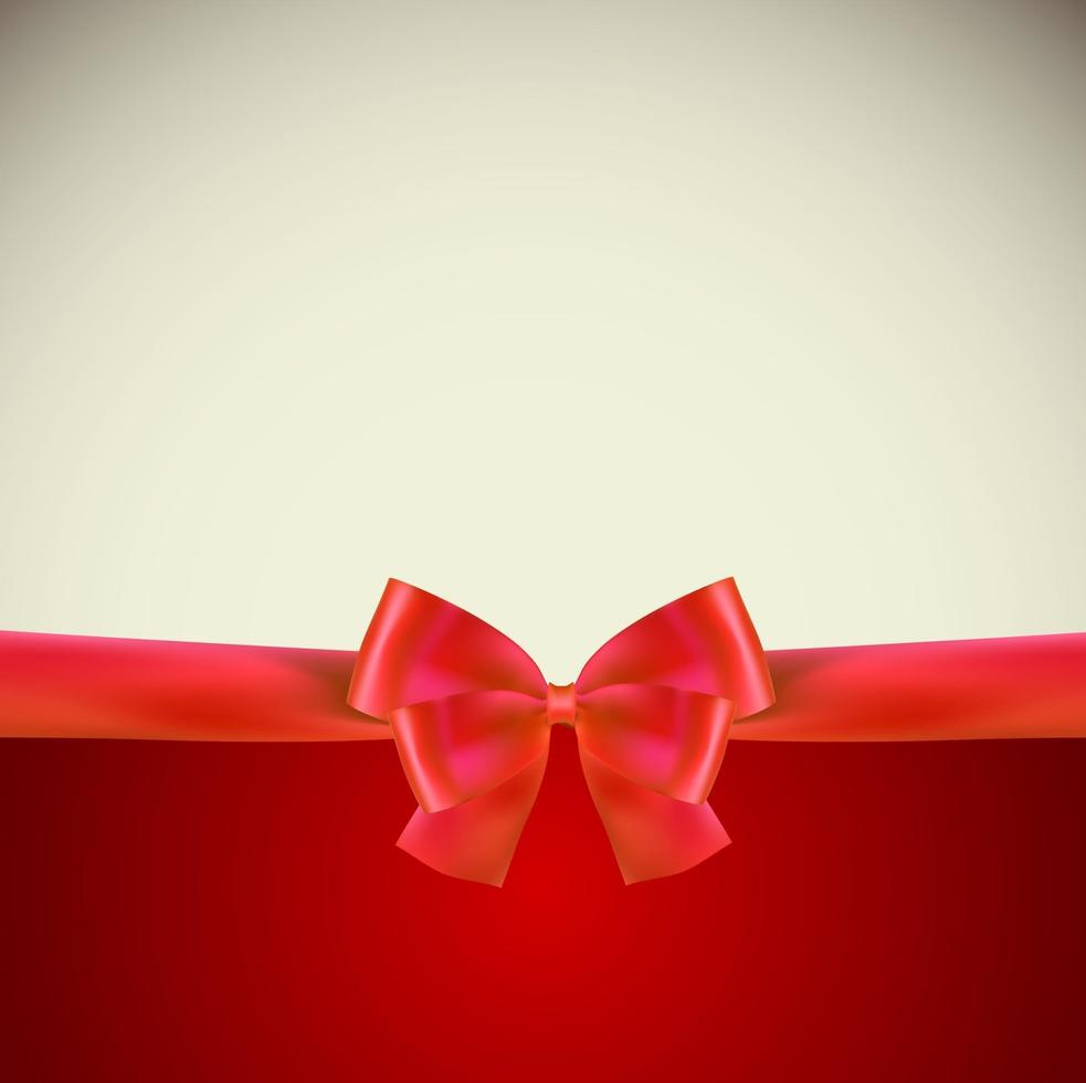 Gift Card with Red Ribbon and Bow. Vector illustration EPS10