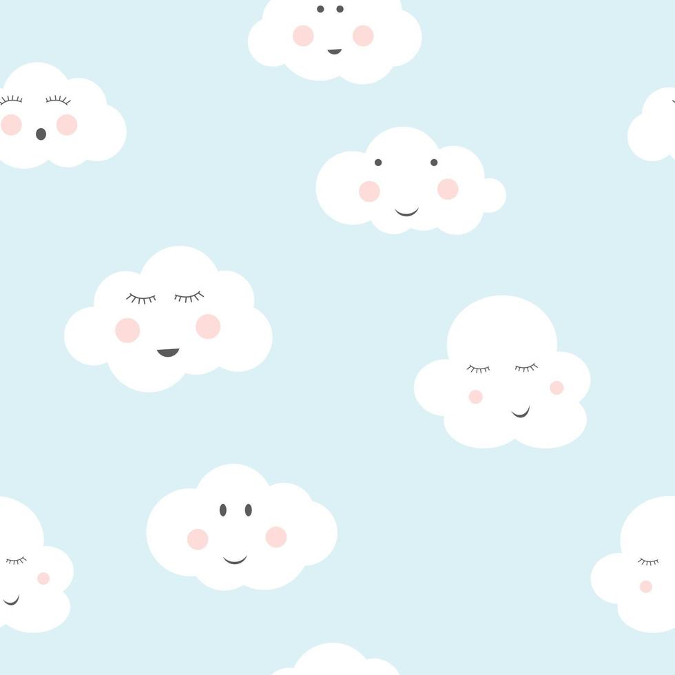 Seamless Pattern Background with Cute Little Child Cloud. Vector ...