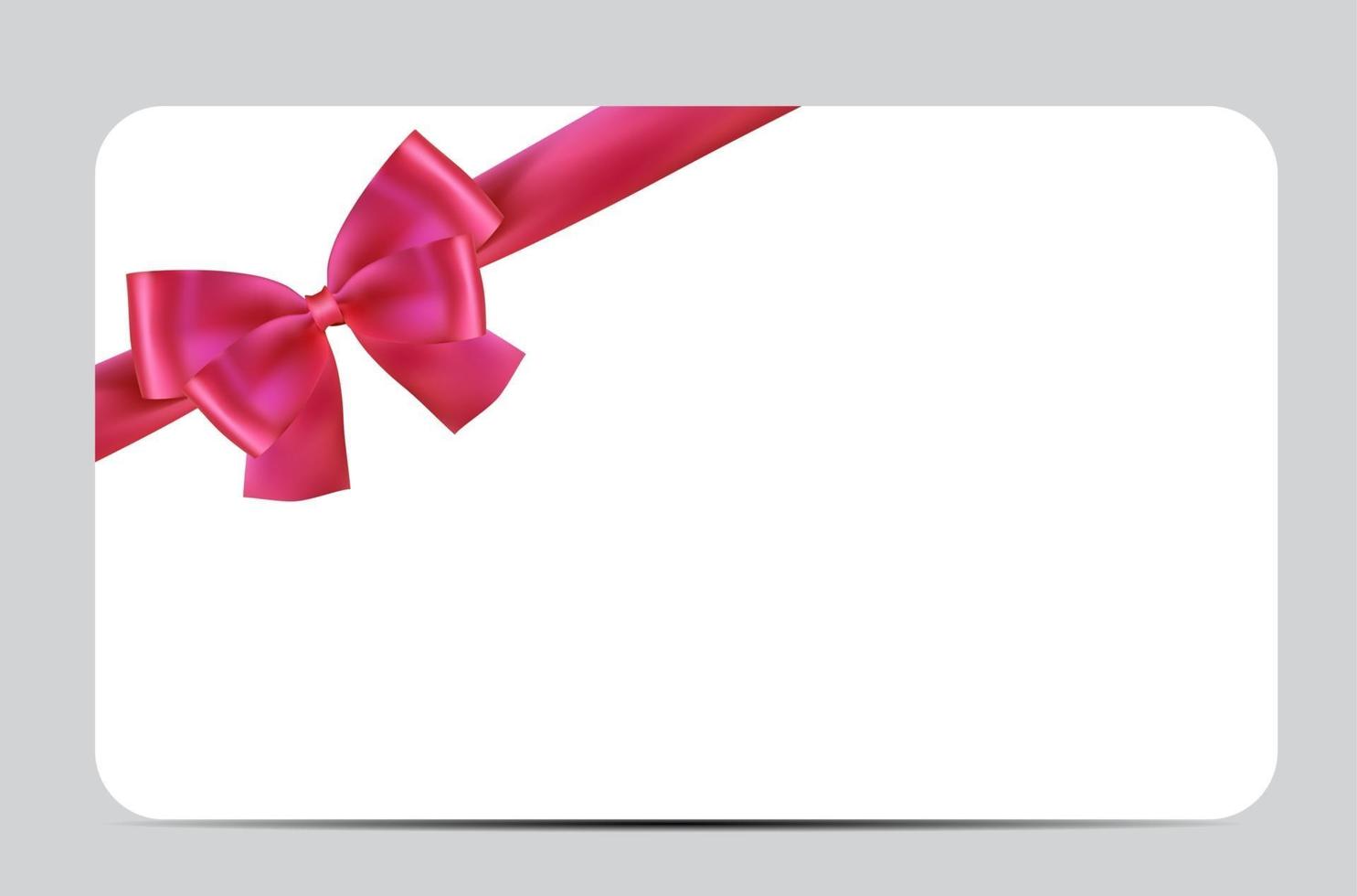 plantilla de tarjeta de regalo en blanco con lazo rosa y cinta. ilustración vectorial para su negocio vector