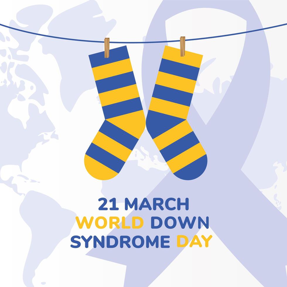 world down syndrome day striped socks hanging vector design