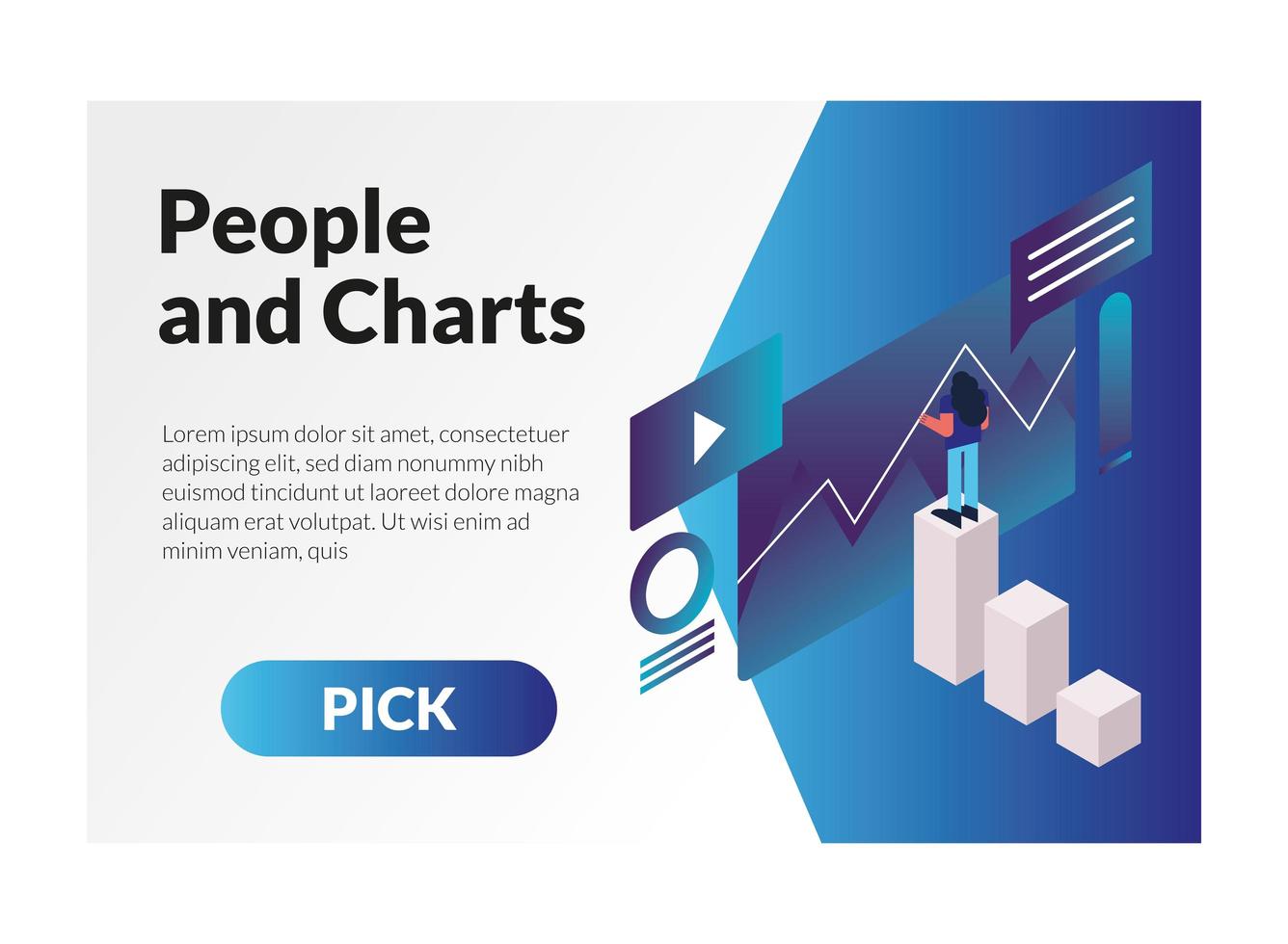 woman and charts with web templates character vector