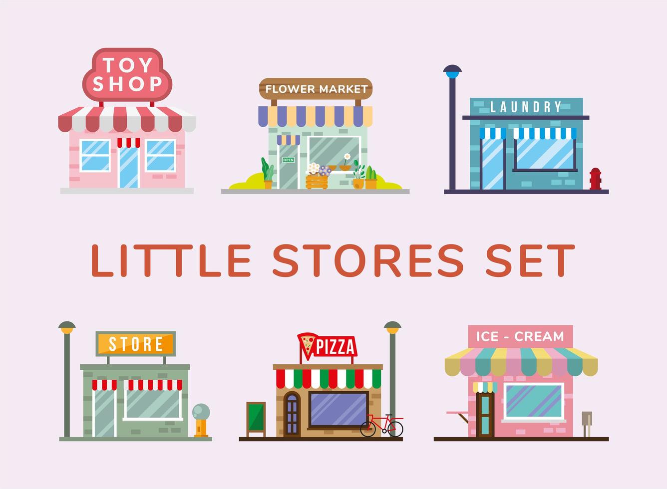 group of little stores facades vector