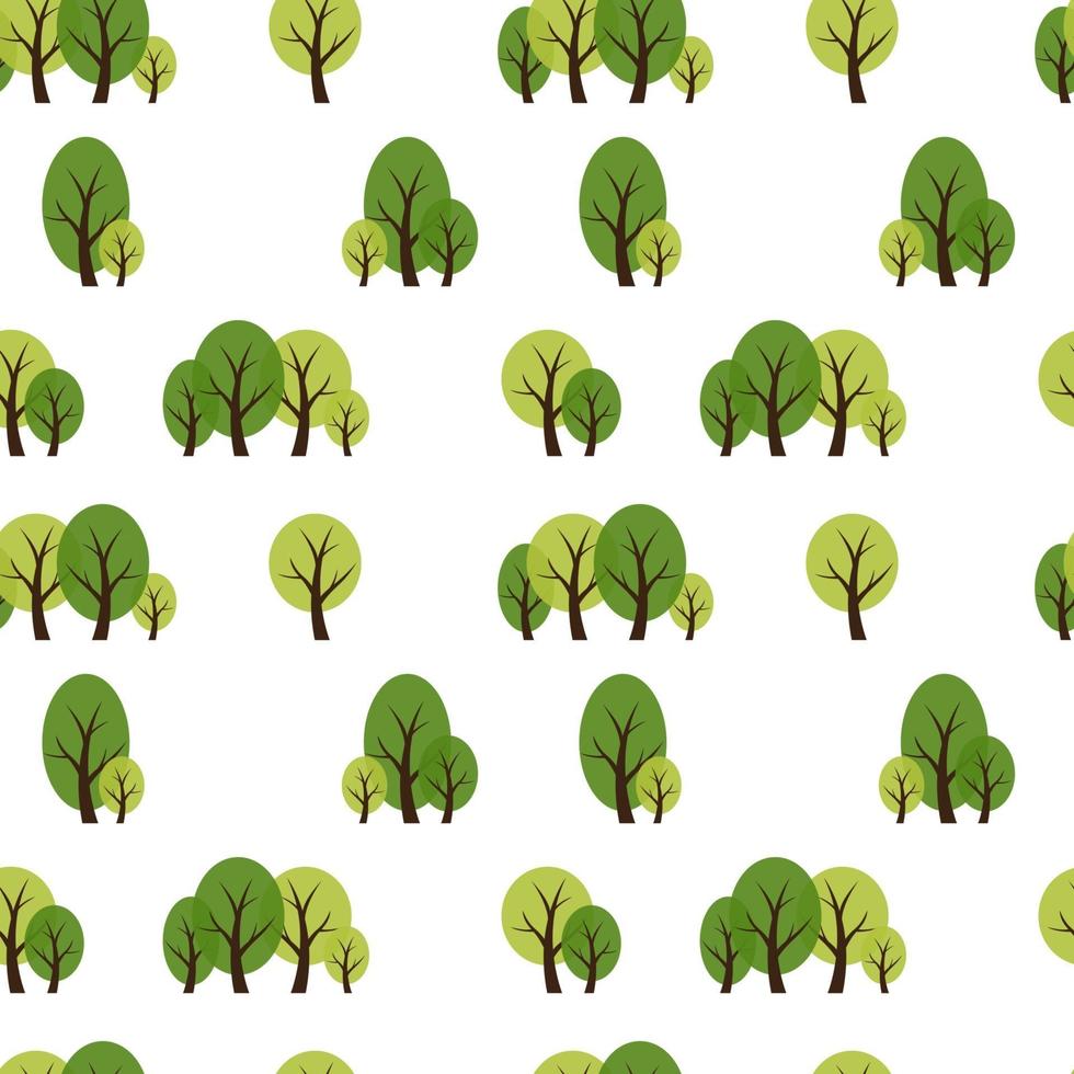 Seamless Pattern Natural Background with Winter Trees. Vector Illustration