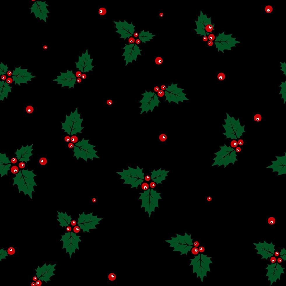 Christmas Holly Berry Seamless Pattern Background. Vector illustration EPS10