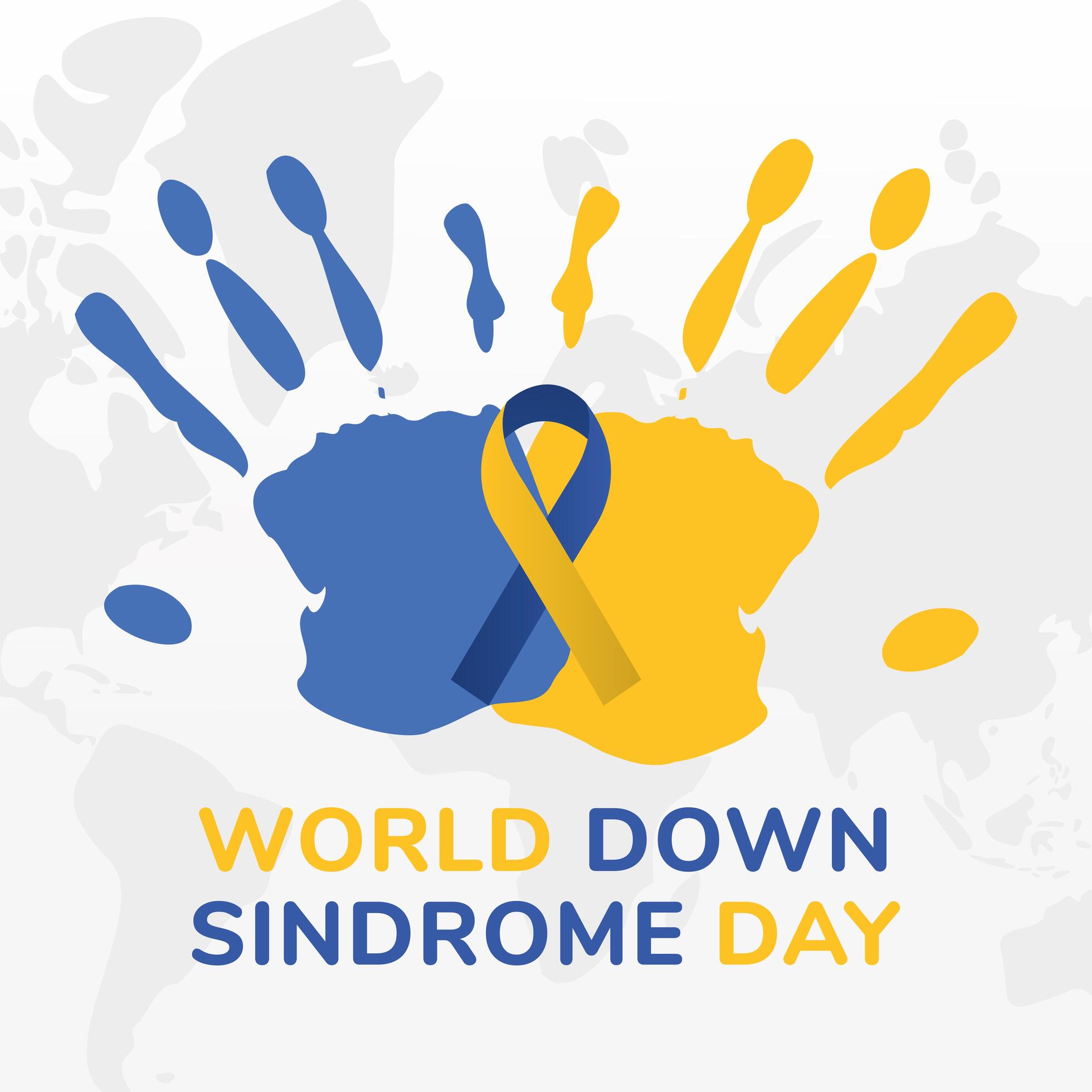 world down syndrome day ribbon on hand prints vector design 2722670